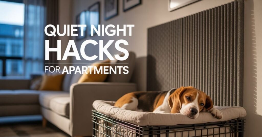 An infographic showing evening exercise, mental puzzles, and a quiet sleeping space for dogs.