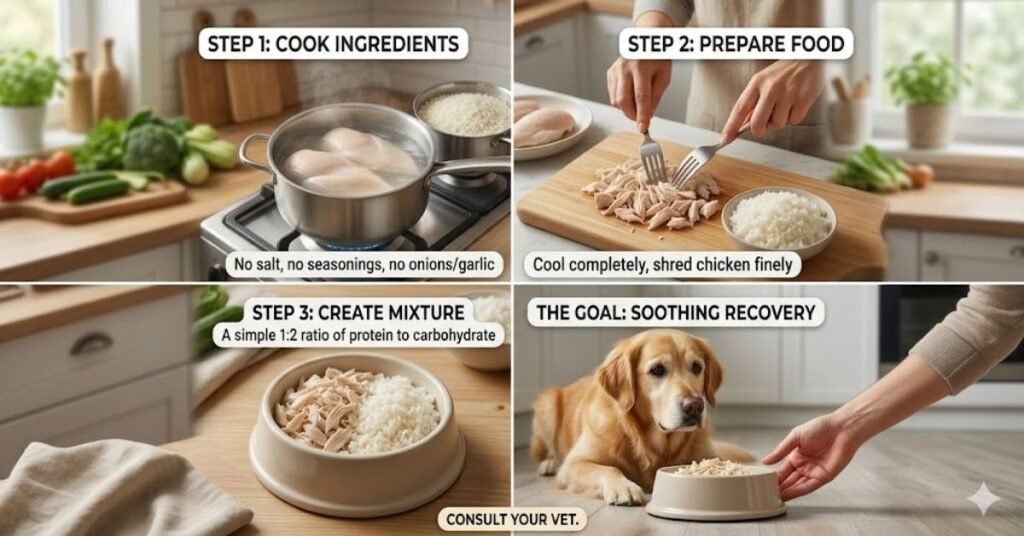The "Bland Diet" Protocol: Using Boiled Chicken for Dogs with Upset Stomachs